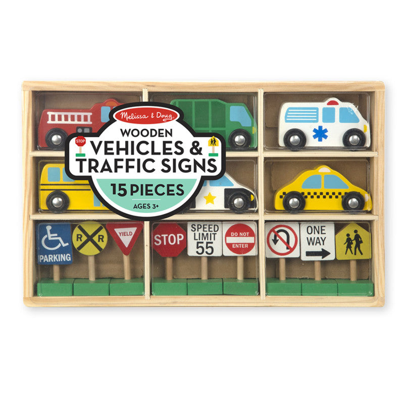 MELISSA & DOUG - Wooden Vehicles & Traffic Signs