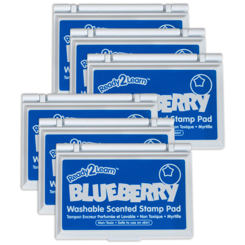 READY 2 LEARN - Washable Stamp Pad - Blueberry Scented, Blue - Pack of 6