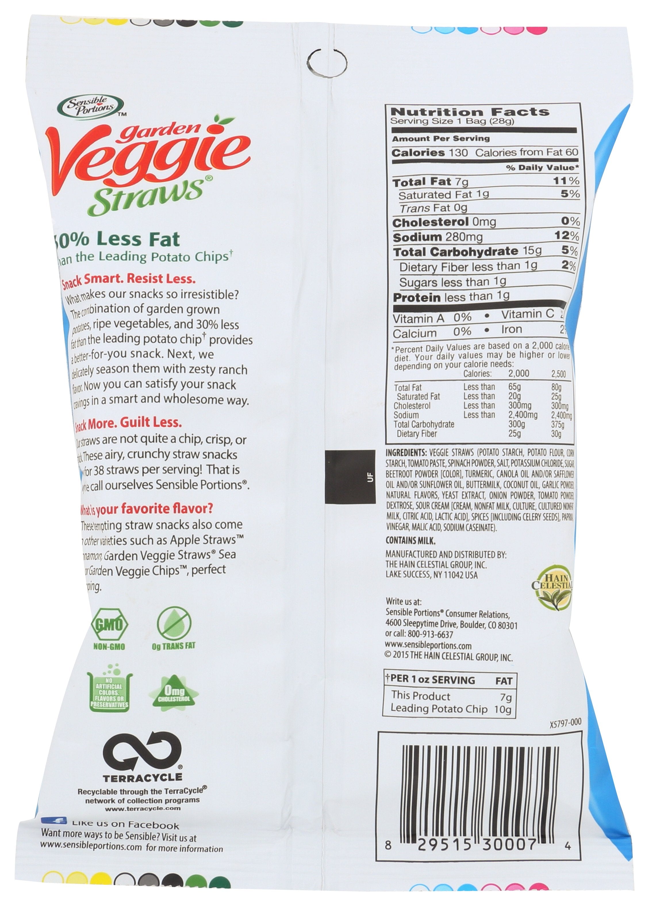 SENSIBLE PORTIONS STRAW VEGGIE RANCH - Case of 24