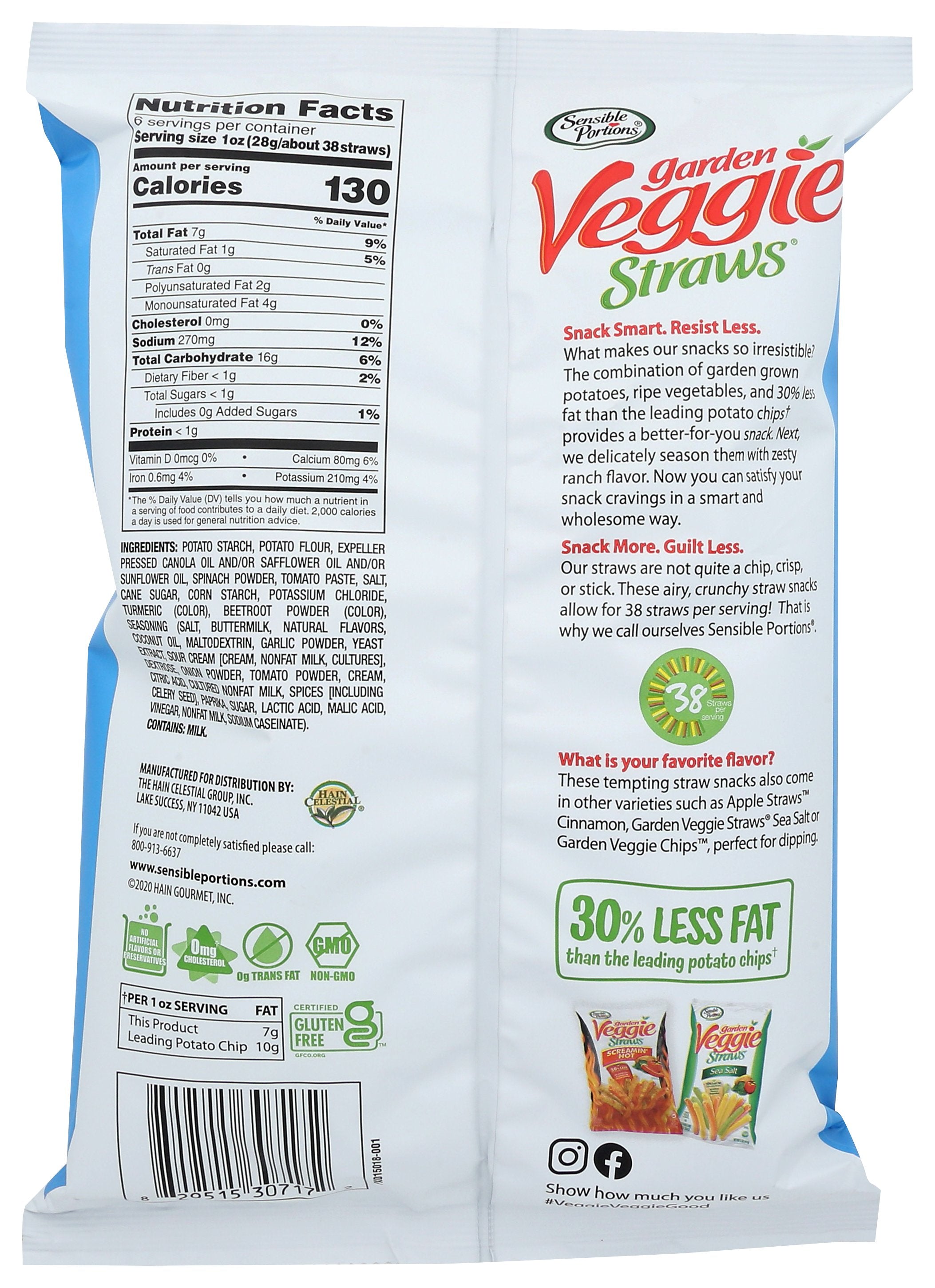 SENSIBLE PORTIONS STRAW VEGGIE RANCH - Case of 12