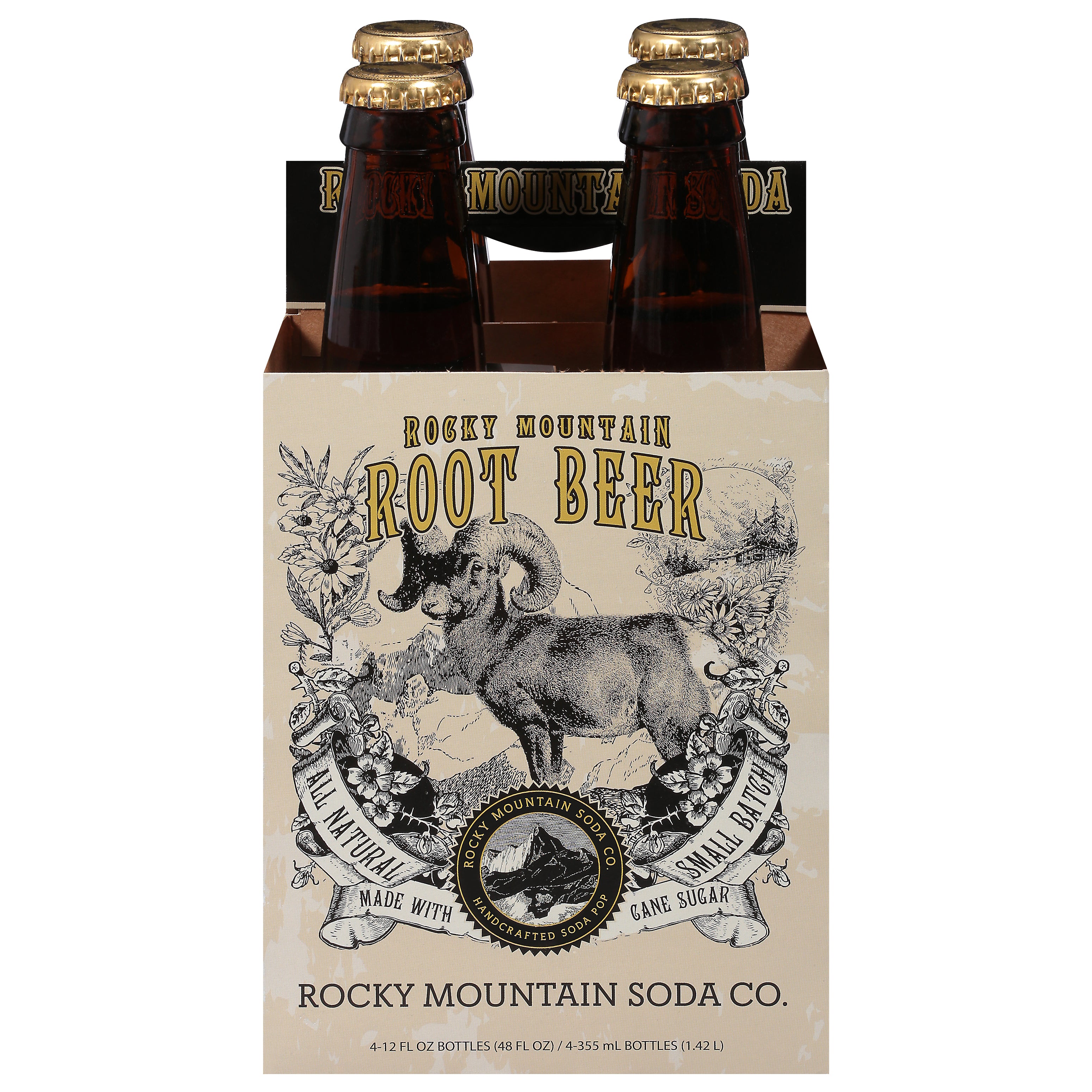 Rocky Mountain Soda Co. Root Beer 4 - 12 fl oz Bottles - Case of 6