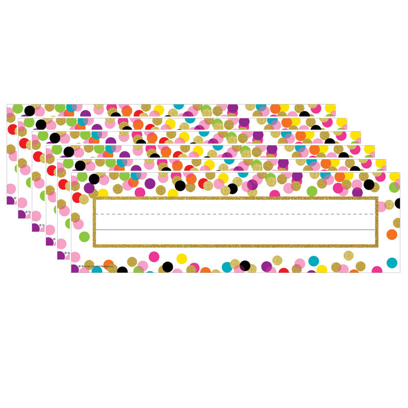TEACHER CREATED RESOURCES - Confetti Name Plates, 36 Per Pack, 6 Packs