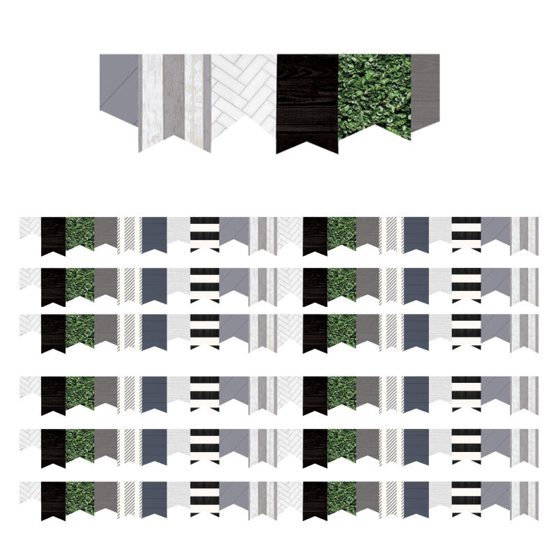 TEACHER CREATED RESOURCES - Modern Farmhouse Pennants Die-Cut Border Trim, 35 Feet, 6 Packs