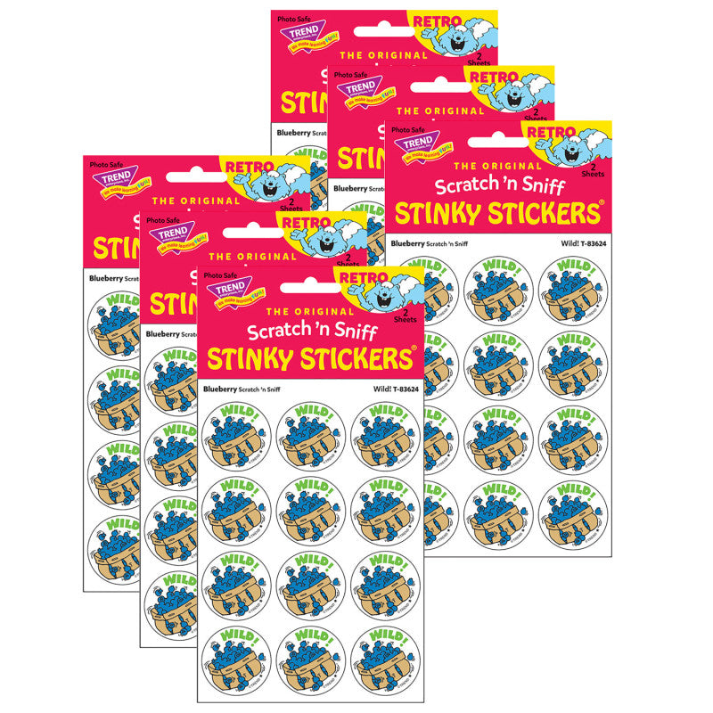 TREND - Wild!/Blueberry Scented Stickers, 24 Per Pack, 6 Packs