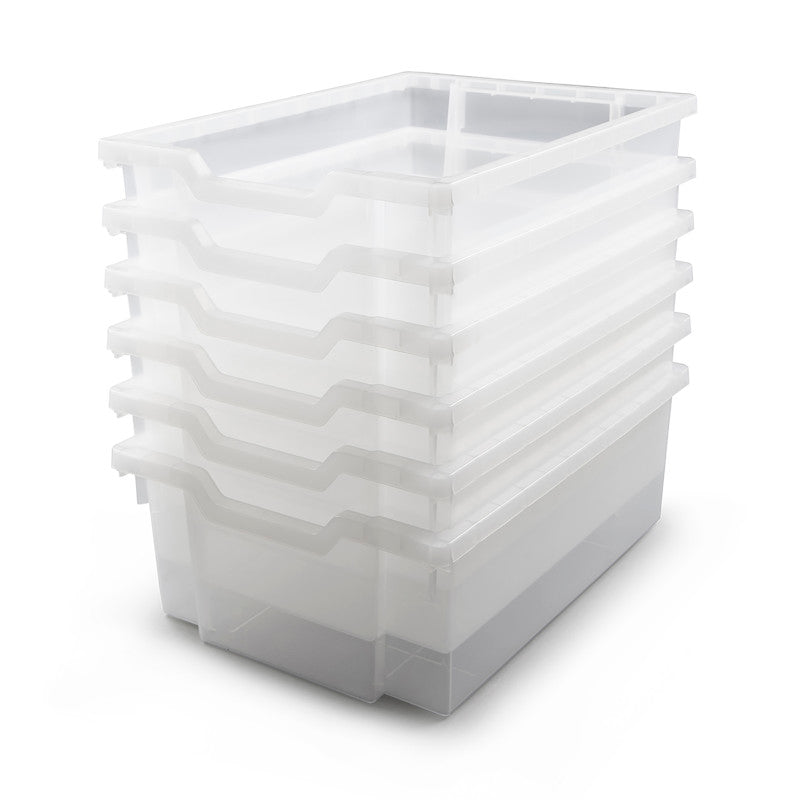 GRATNELLS - Deep F2 Tray, Translucent, 12.3" x 16.8" x 5.9", Heavy Duty School, Industrial & Utility Bins, Pack of 6