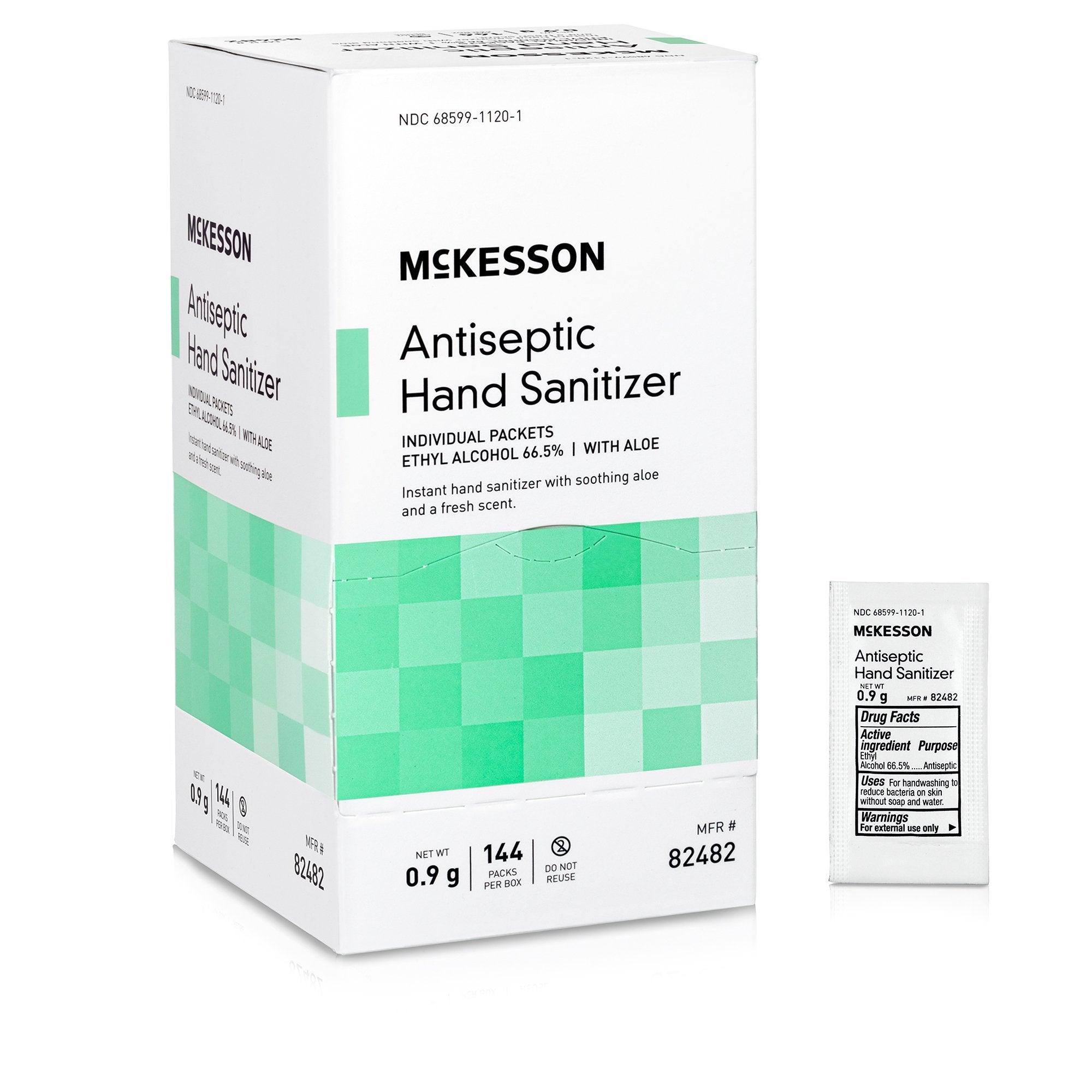 McKesson Brand - Hand Sanitizer with Aloe McKesson 0.9 Gram Ethyl Alcohol Gel Individual Packet [144/BX]