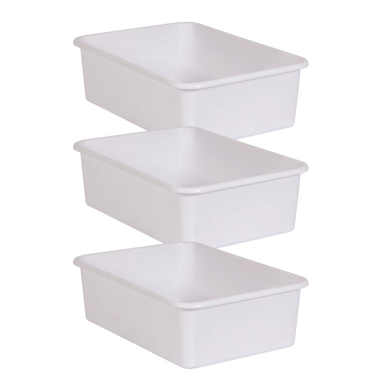 TEACHER CREATED RESOURCES - White Large Plastic Storage Bin, Pack of 3