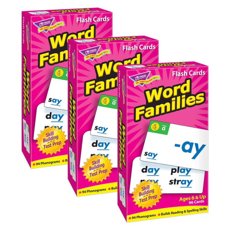 TREND - Word Families Skill Drill Flash Cards, 3 Packs