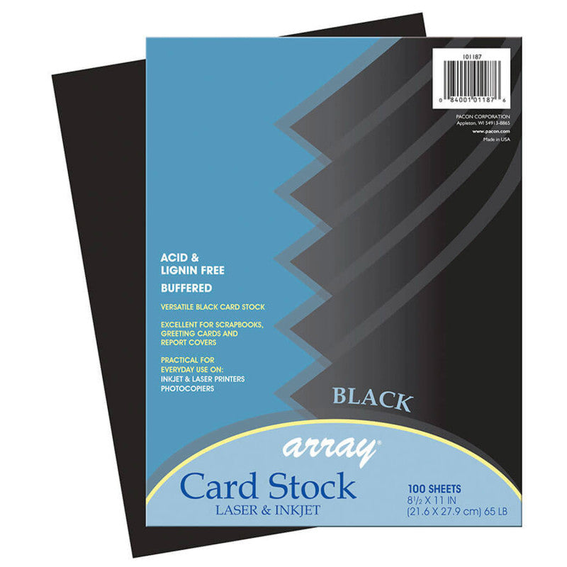 PACON - Card Stock, Classic Black, 8-1/2" x 11", 100 Sheets