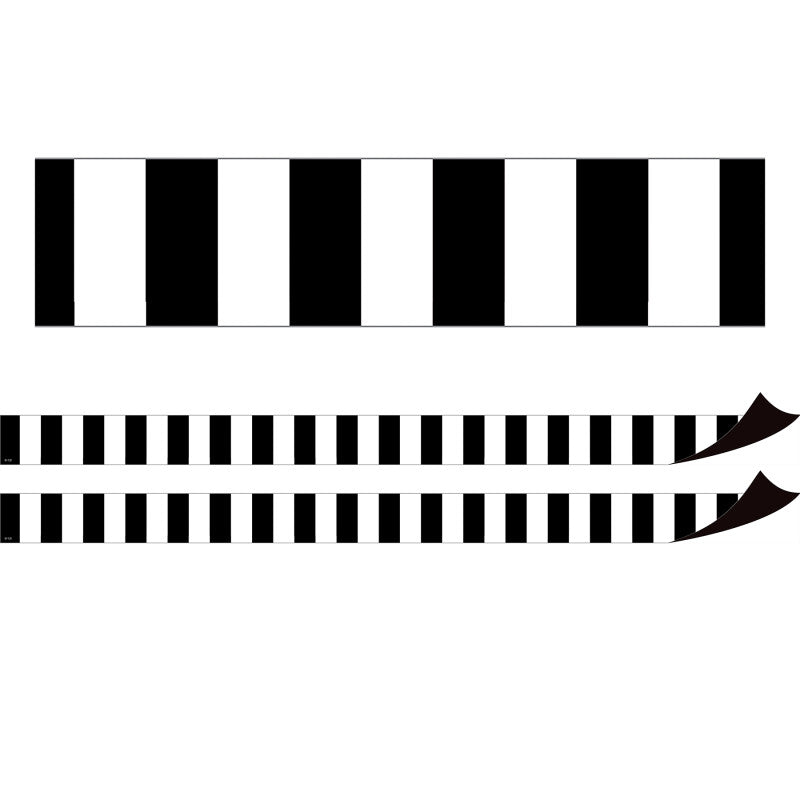 TEACHER CREATED RESOURCES - Black Stripes Magnetic Border, 24 Feet Per Pack, 2 Packs