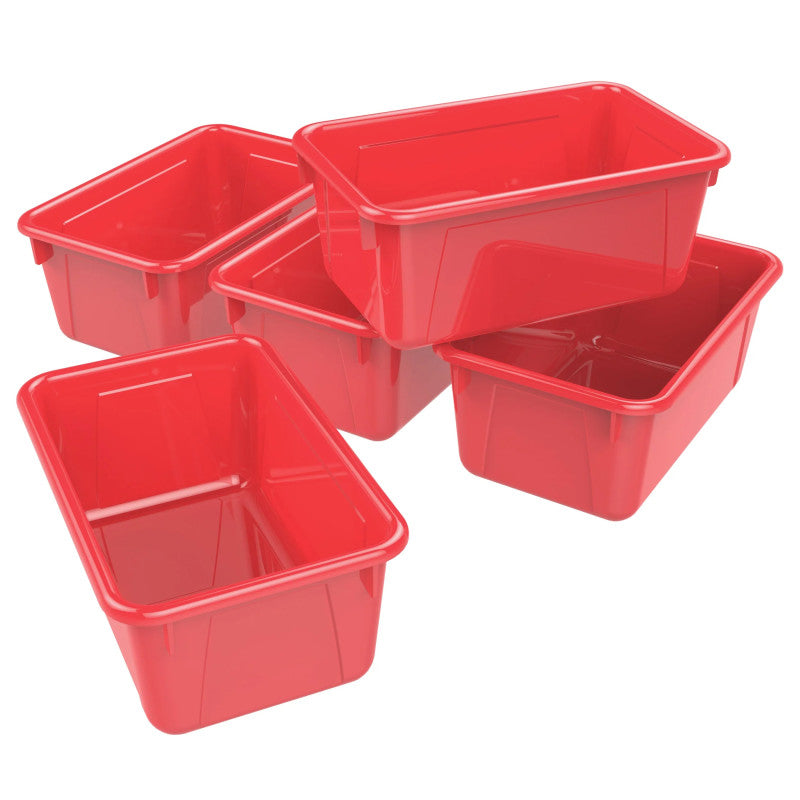 STOREX - Small Cubby Bin, Red, Pack of 5