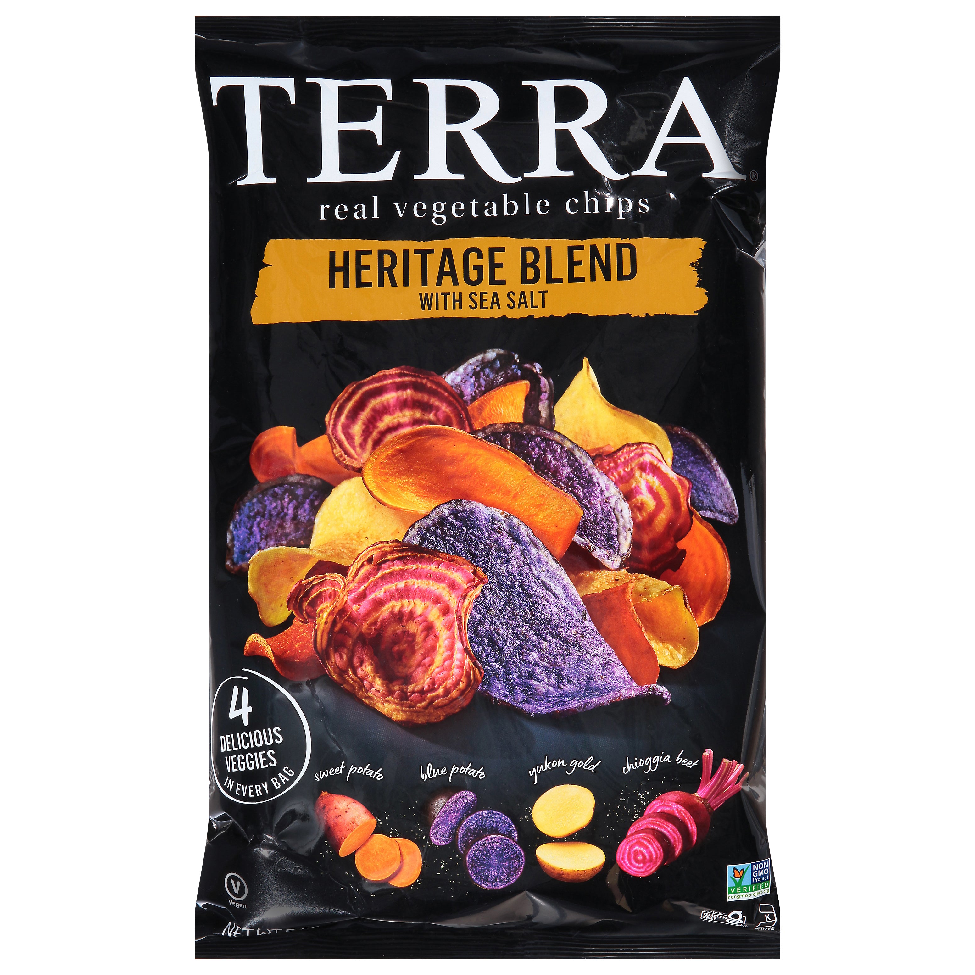 Terra Heritage Blend Sea Salt Real Vegetable Chips 5 oz. Bag - Case of 12
