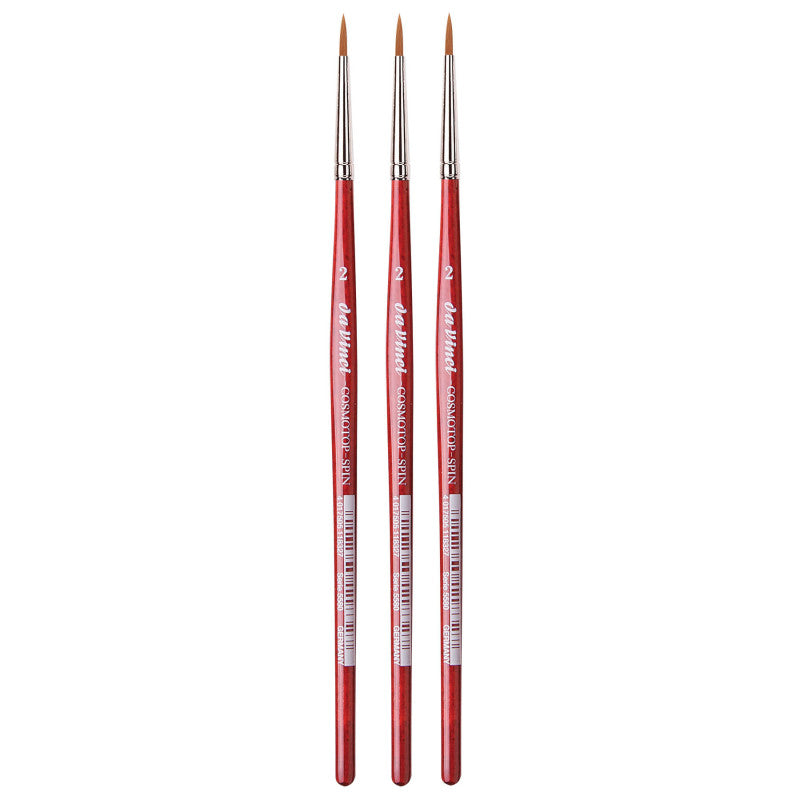 COSMOTOP-SPIN Silkpainting Brush, Synthetic, Watercolor, Round, Size 2, Pack of 3