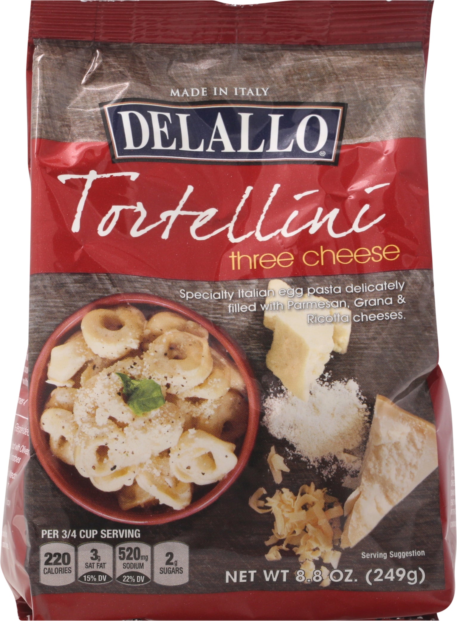 Delallo Three Cheese Tortellini 8.8 oz - Case of 12