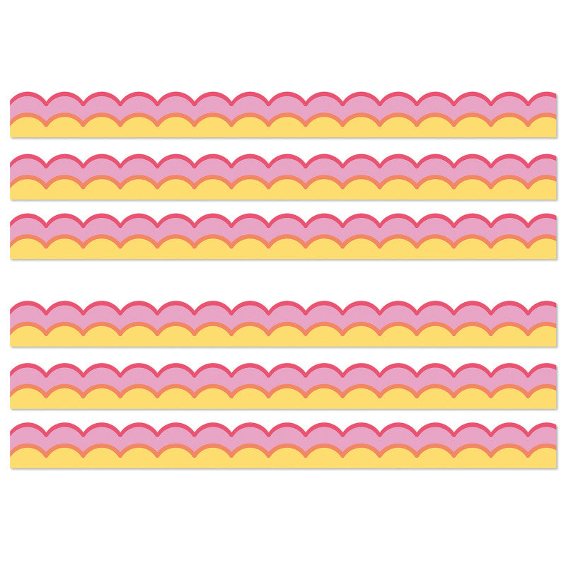 Happily Ever Elementary Retro Remix Warm Waves Scalloped Bulletin Board Borders, 39 Feet Per Pack, 6 Packs