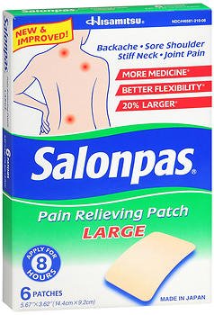 Emerson Healthcare - Topical Pain Relief Salonpas® 3.1% - 6% - 10% Strength Camphor / Menthol / Methyl Salicylate Patch 6 per Box [6/BX]