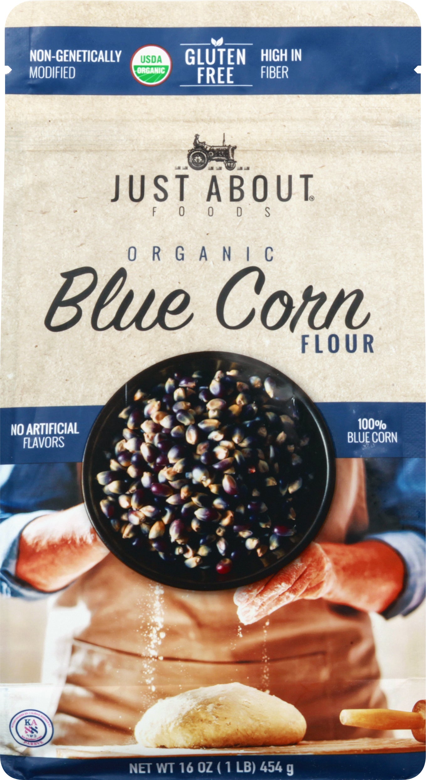 Just About Foods Organic Blue Corn Flour 16 lb - Case of 5
