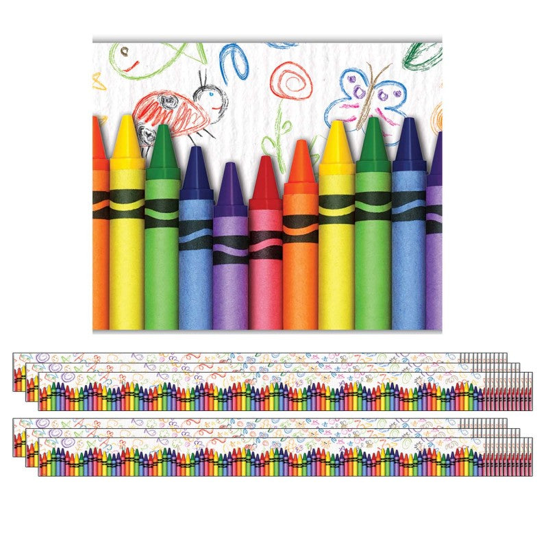 EDUPRESS - Crayons Layered Border, 35 Feet Per Pack, 6 Packs