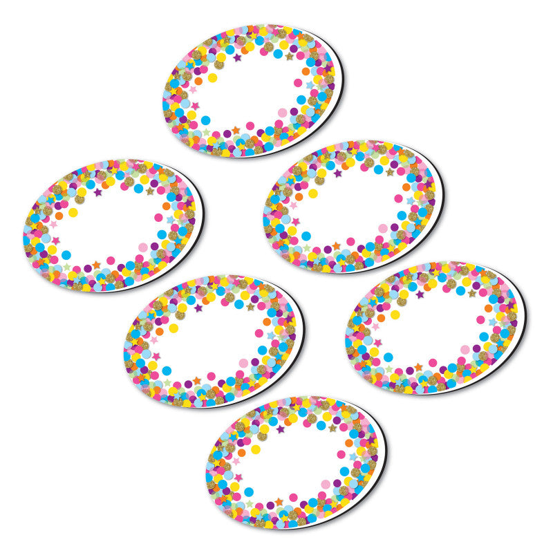 ASHLEY PRODUCTIONS - Magnetic Whiteboard Eraser, Oval Confetti, Pack of 6
