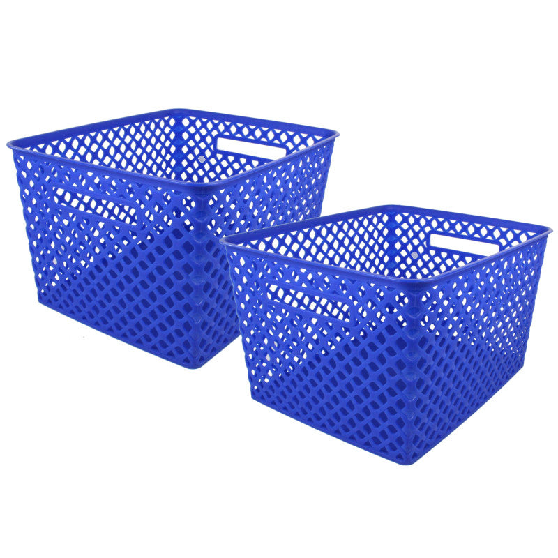 ROMANOFF - Woven Basket, Large, Blue, Pack of 2