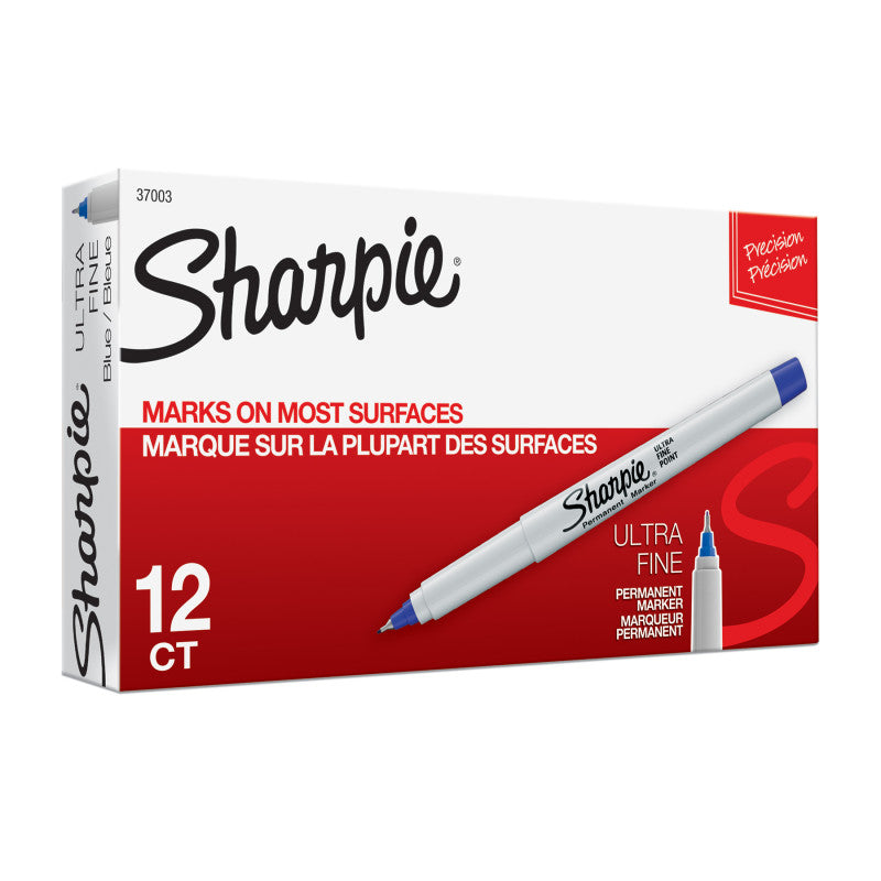 SHARPIE - Ultra Fine Point Permanent Marker, Blue, Box of 12