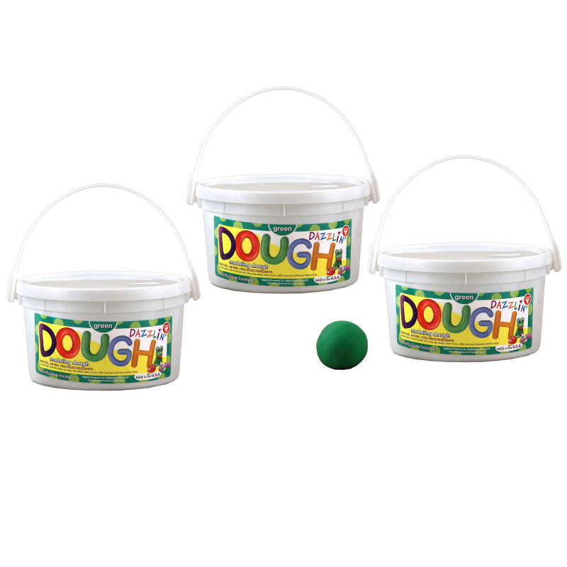 HYGLOSS - Dazzlin' Dough, Green, 3 lb. Tub, Pack of 3