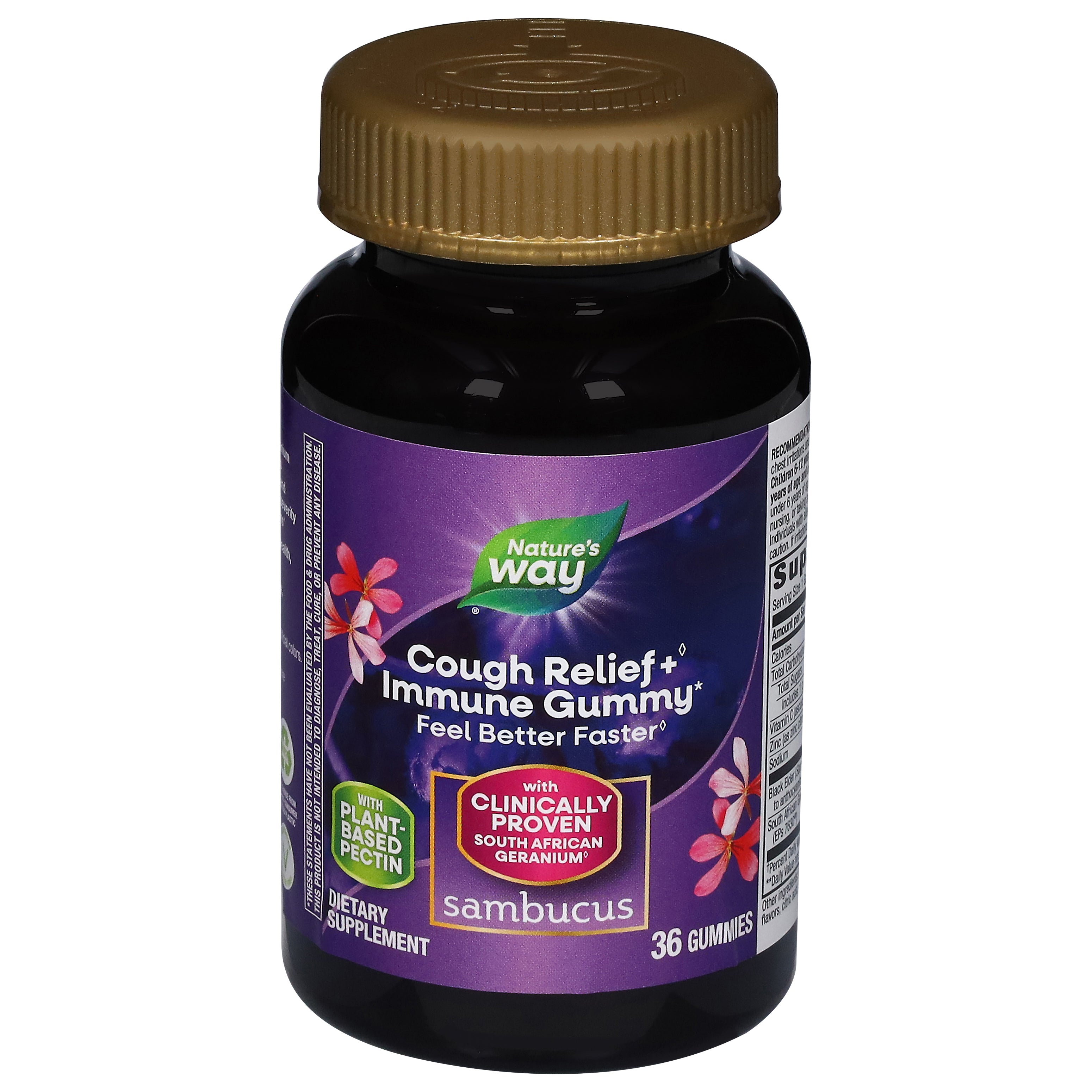 Nature's Way Sambucus Cough Relief + Immune 36 Gummies - Case of 3