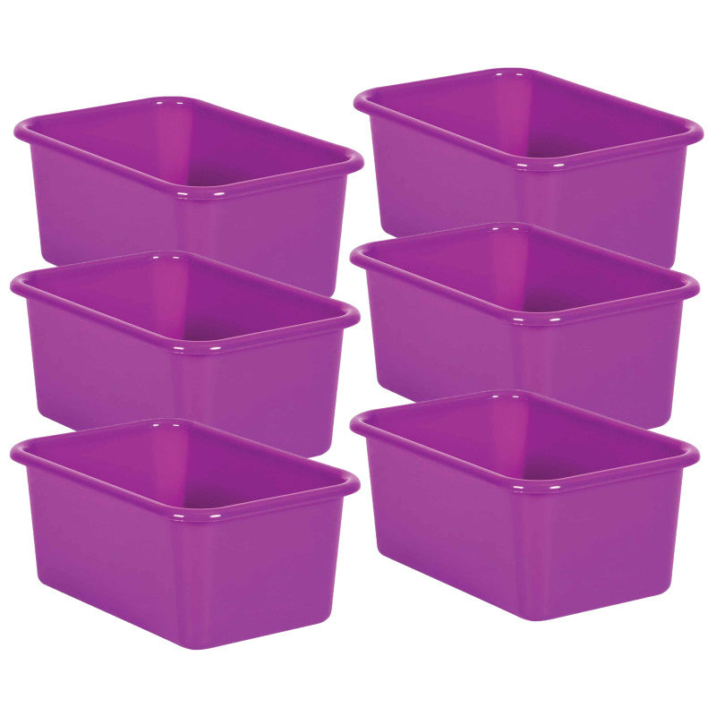 TEACHER CREATED RESOURCES - Purple Small Plastic Storage Bin, Pack of 6