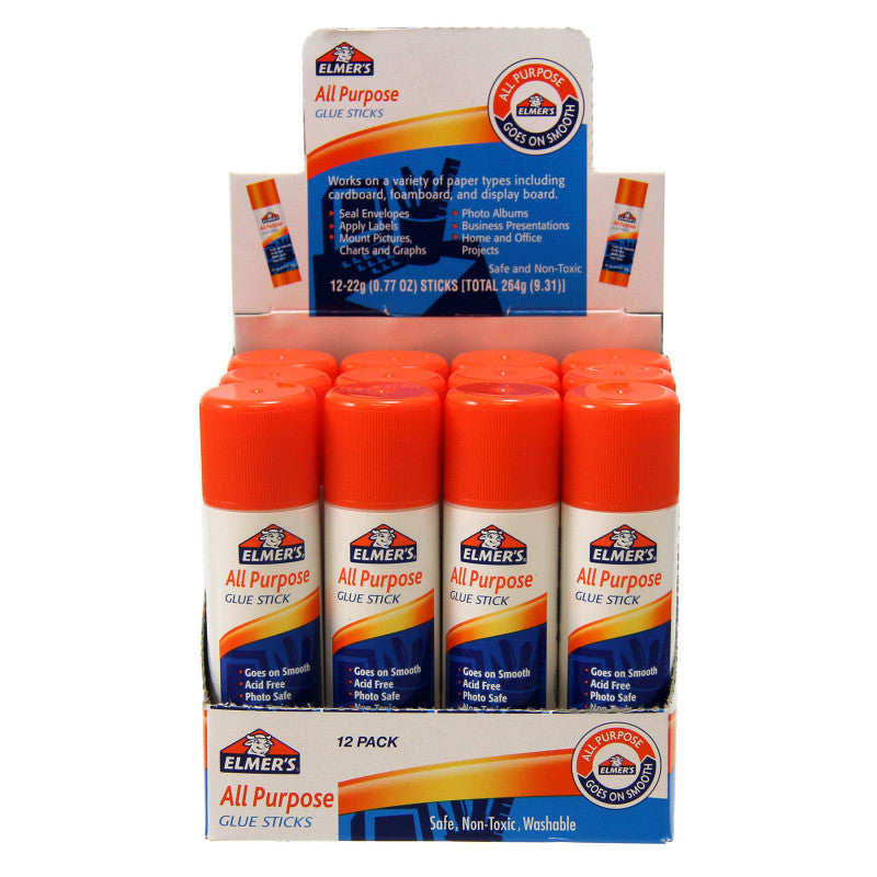 ELMER'S - All Purpose Glue Stick, 0.77 oz, Pack of 12