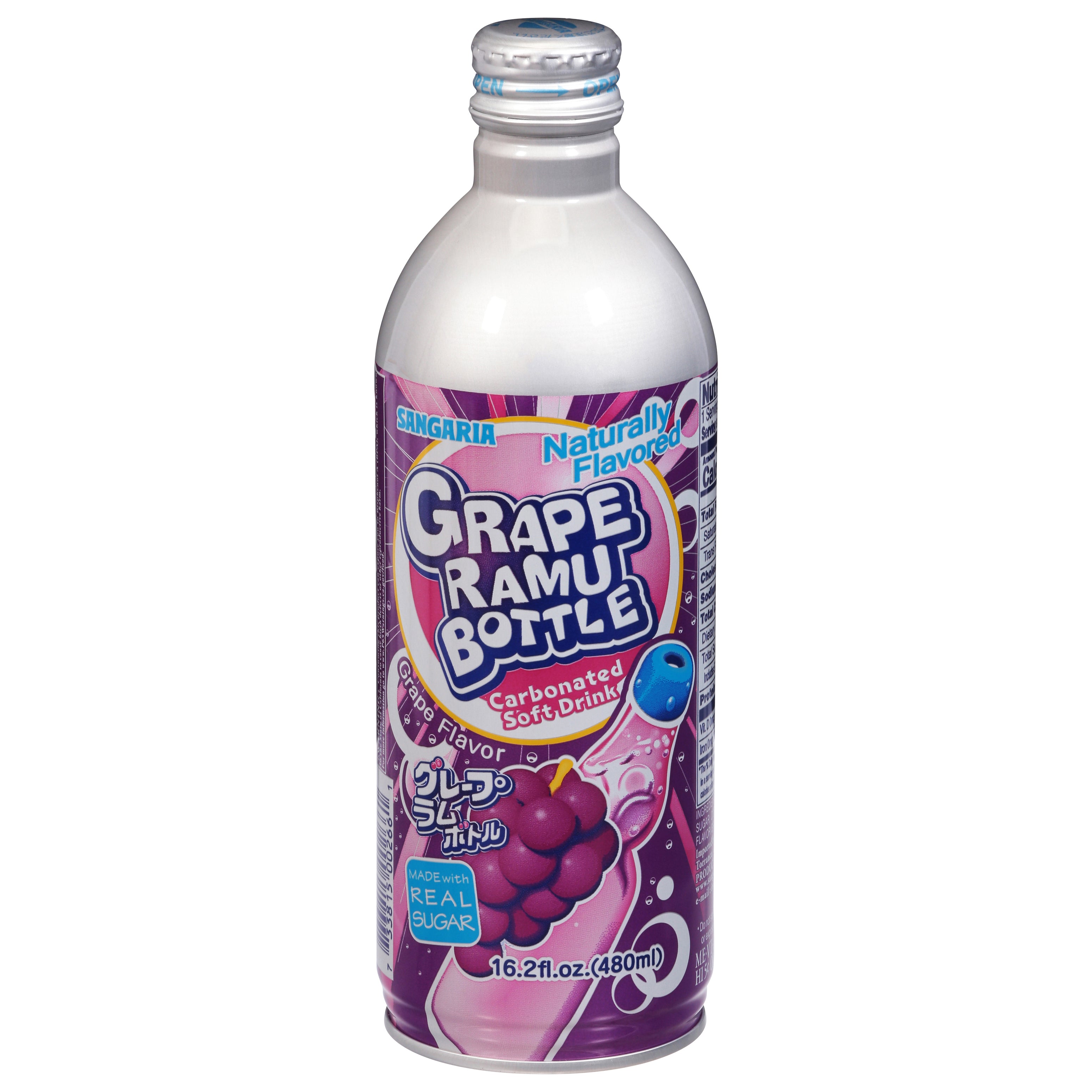 Sangaria Grape Ramu Bottle Grape Flavor Carbonated Soft Drink 16.2 fl oz - Case of 24