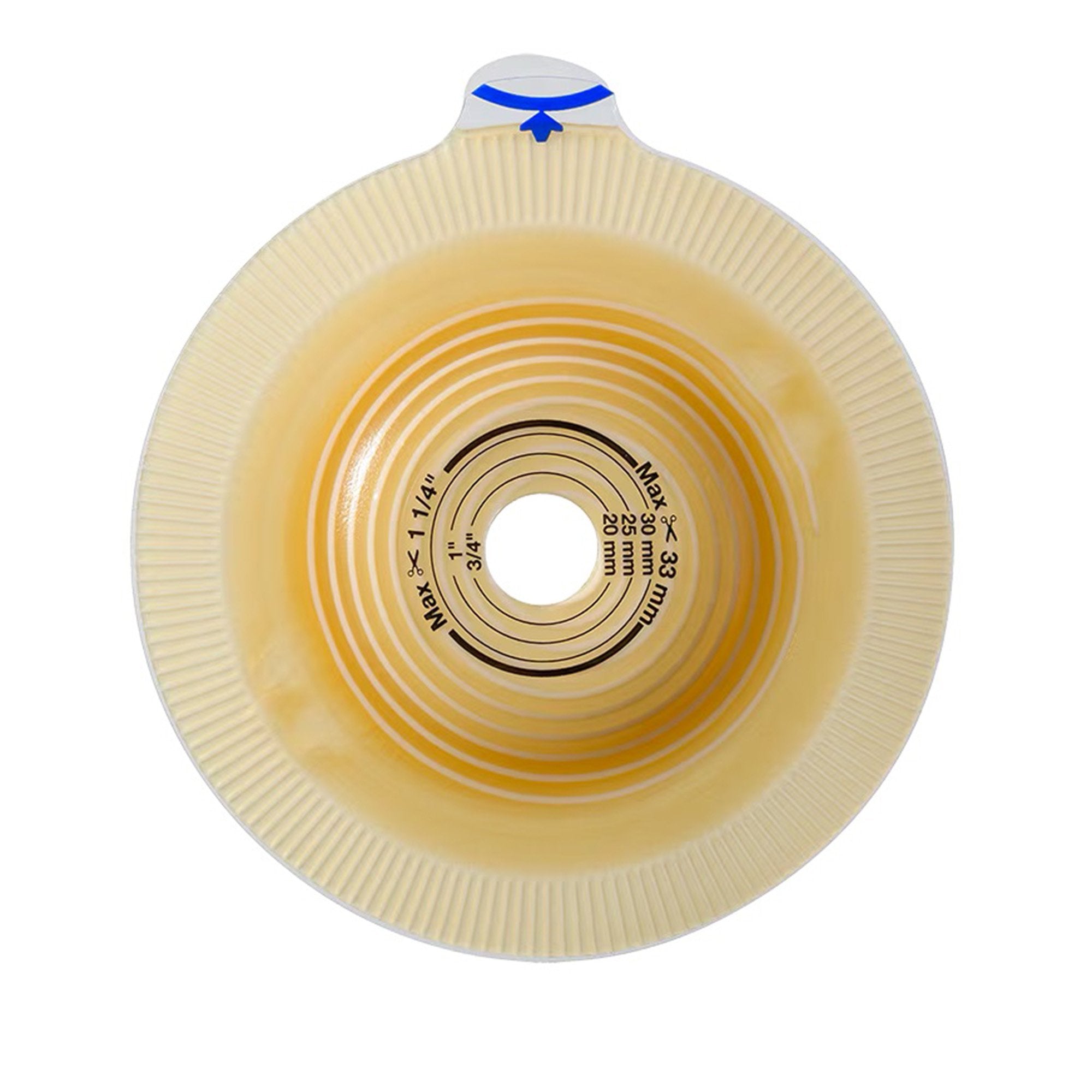 Coloplast - Ostomy Barrier Assura® Trim to Fit, Extra Extended Wear Spiral Adhesive 60 mm Flange Blue Code System Synthetic Resin 5/8 to 1-11/16 Inch Opening [5/BX]