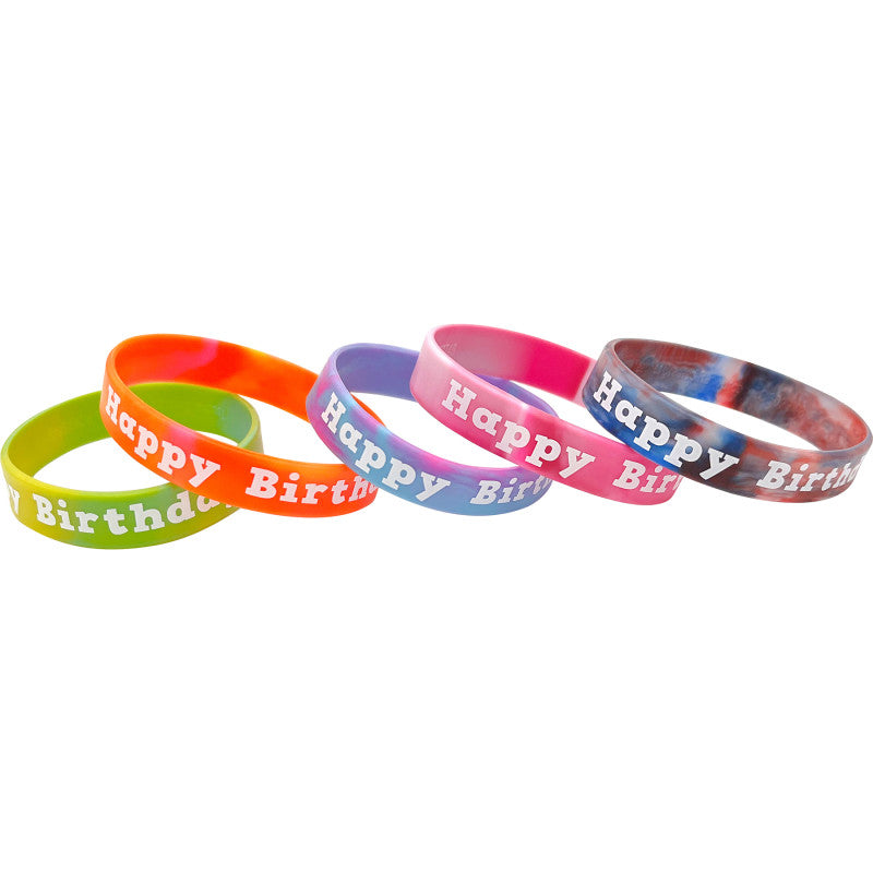 TEACHER CREATED RESOURCES - Tie-Dye Happy Birthday Wristbands, 10 Per Pack, 6 Packs