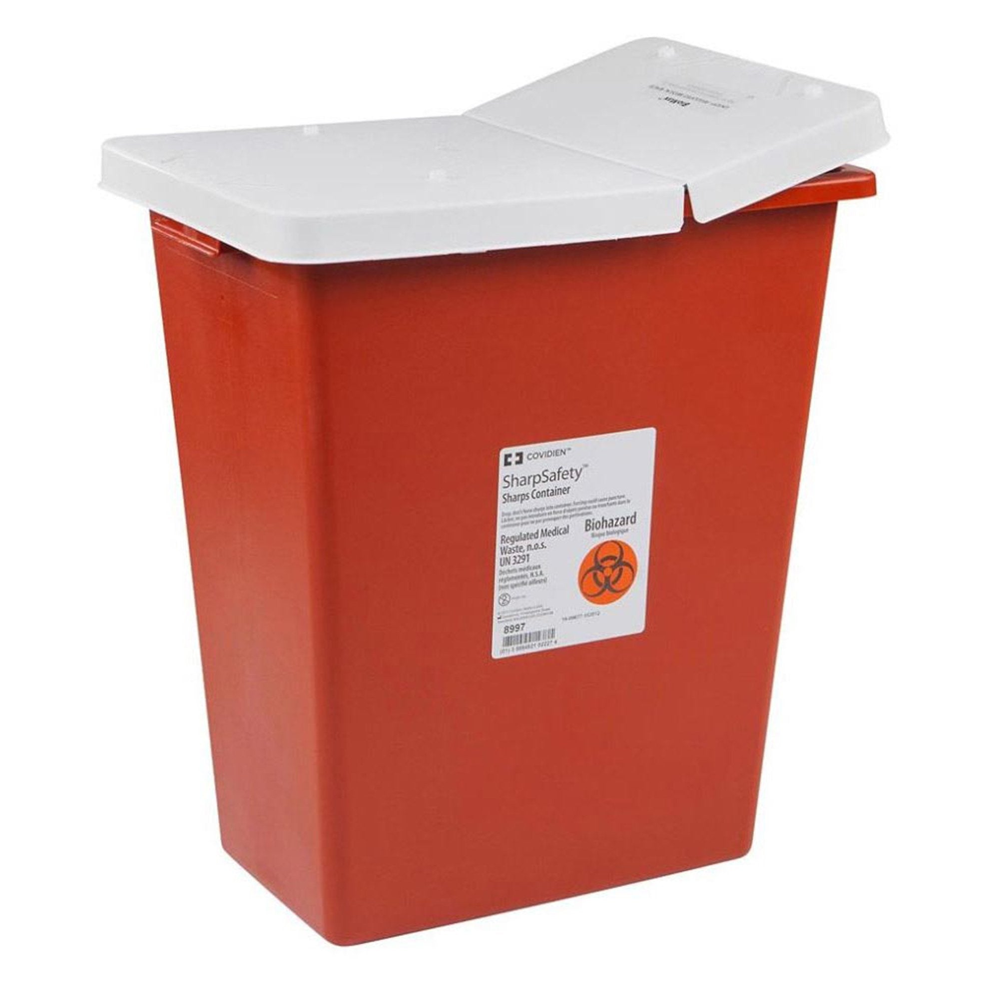 Cardinal - Sharps Container SharpSafety™ Red Base 18-3/4 H X 18-1/4 W X 12-3/4 D Inch Vertical Entry 12 Gallon [1/EA] (321391_EA)