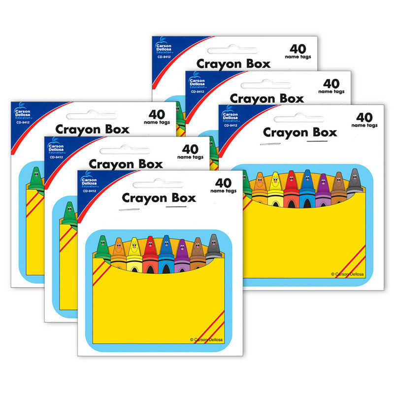 CARSON DELLOSA EDUCATION - Crayon Box Name Tags, 40 Per Pack, 6 Packs