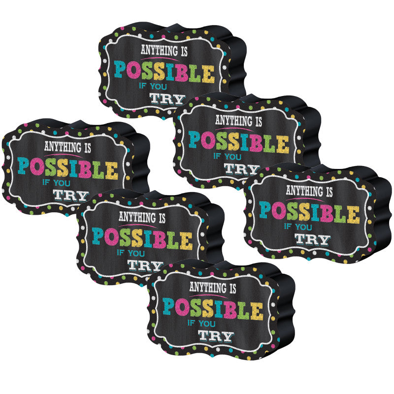 TEACHER CREATED RESOURCES - Chalkboard Brights Magnetic Whiteboard Eraser, Pack of 6