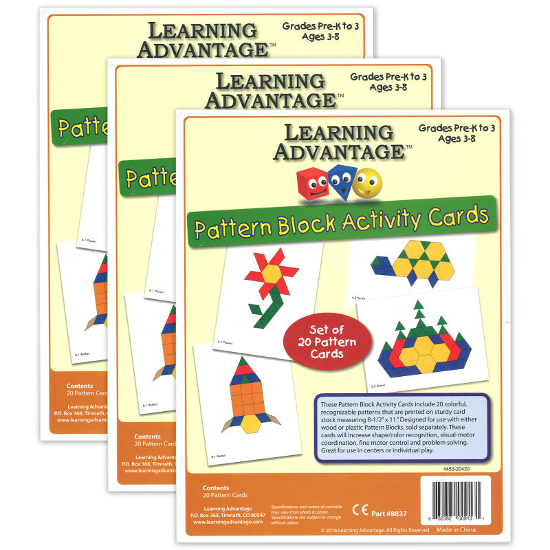 LEARNING ADVANTAGE - Pattern Block Activity Cards - 20 Per Set - 3 Sets