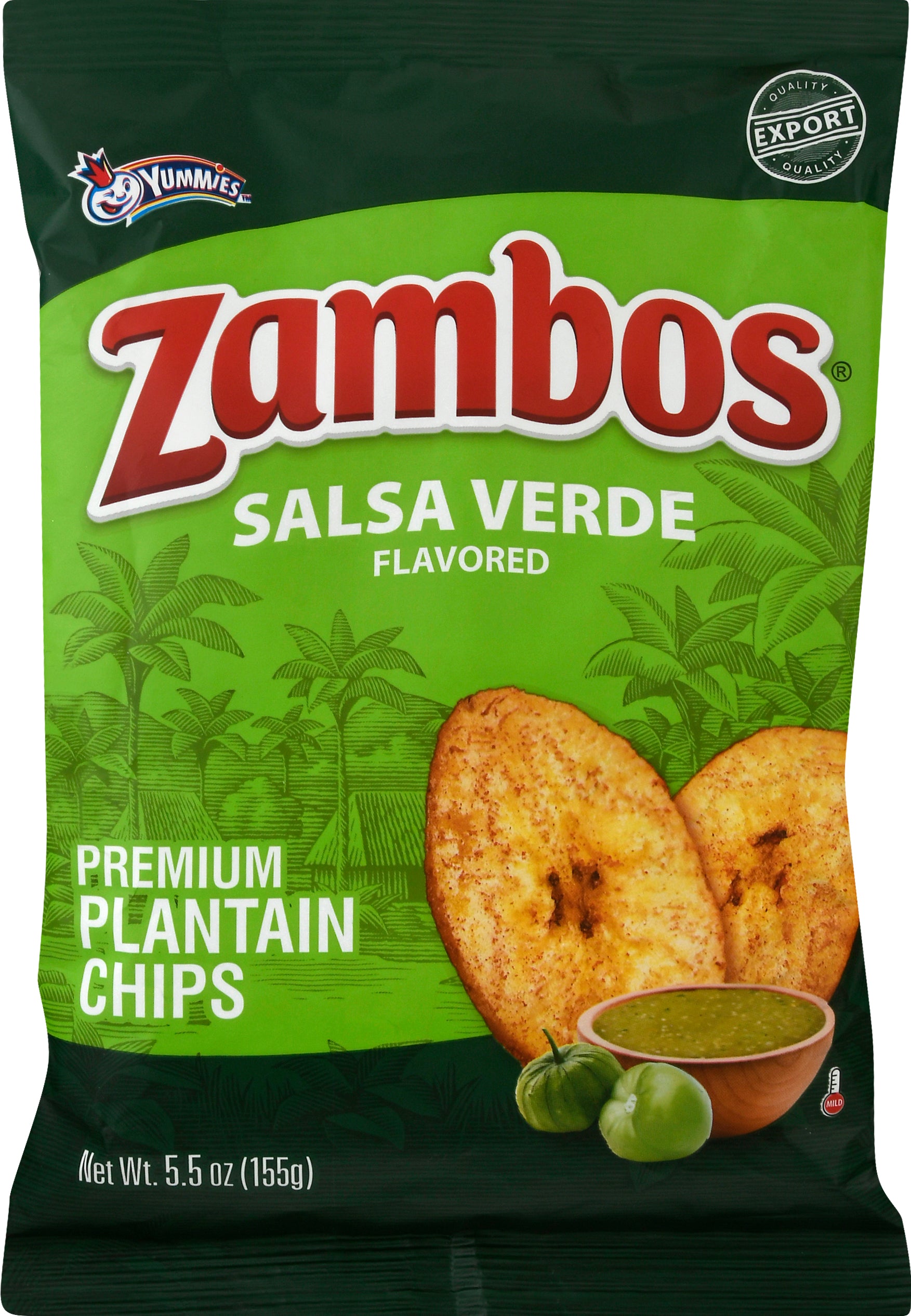 Zambos Salsa Verde Flavored Plantain Chips 5.5 oz - Case of 12