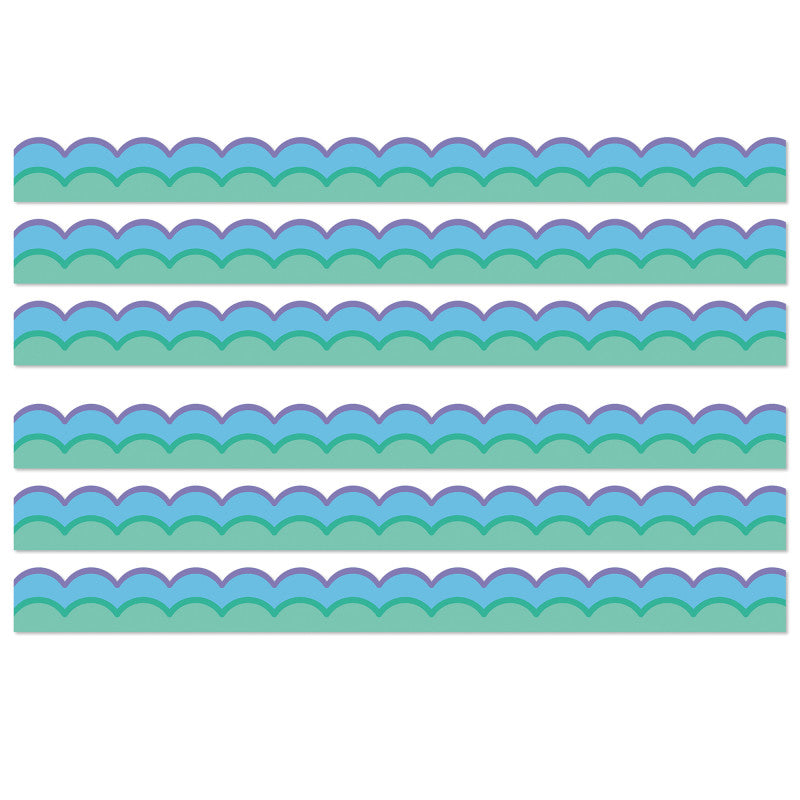 Happily Ever Elementary Retro Remix Cool Waves Scalloped Bulletin Board Borders, 39 Feet Per Pack, 6 Packs