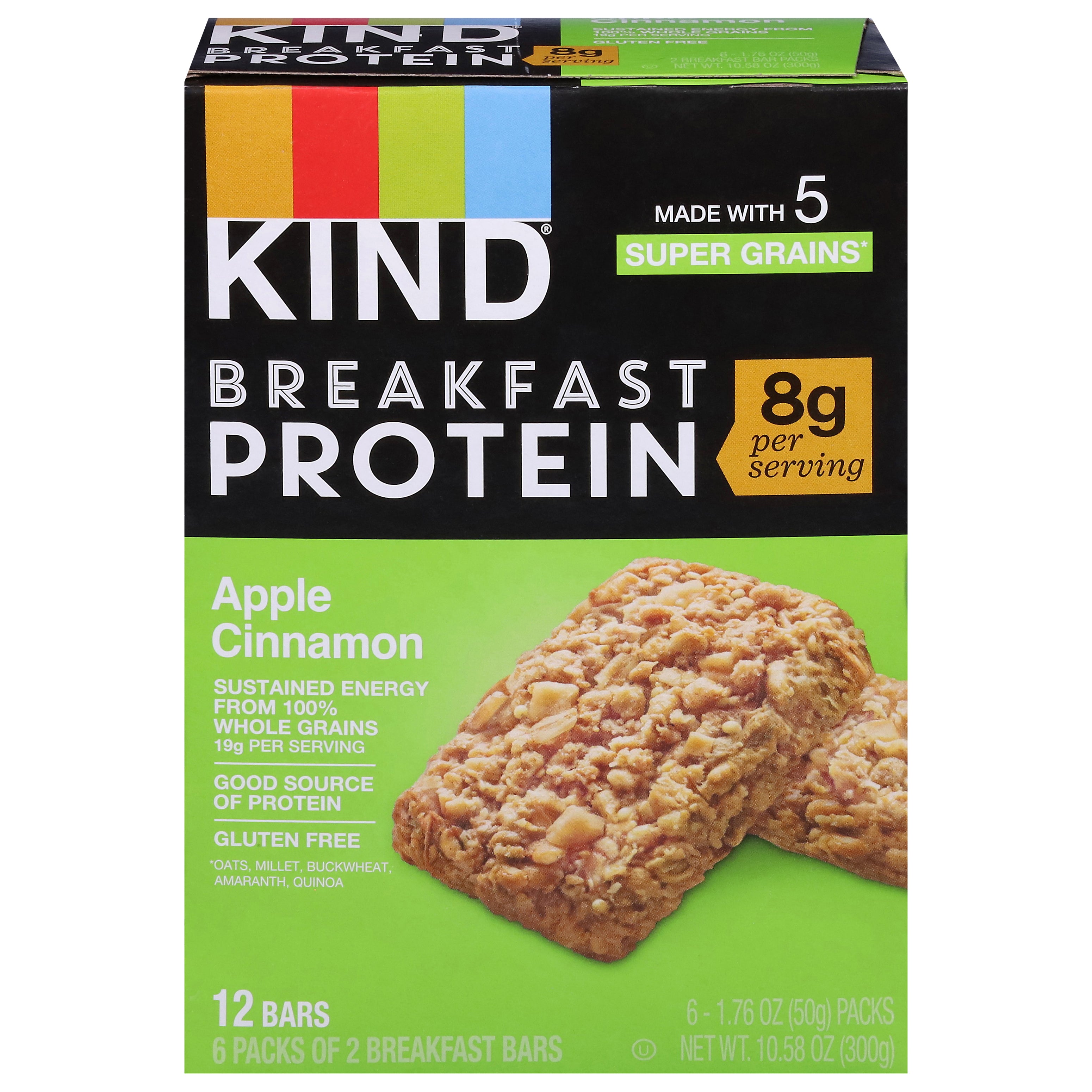 Kind Apple Cinnamon Breakfast Bars 6 - 2 Bars Packs - Case of 5