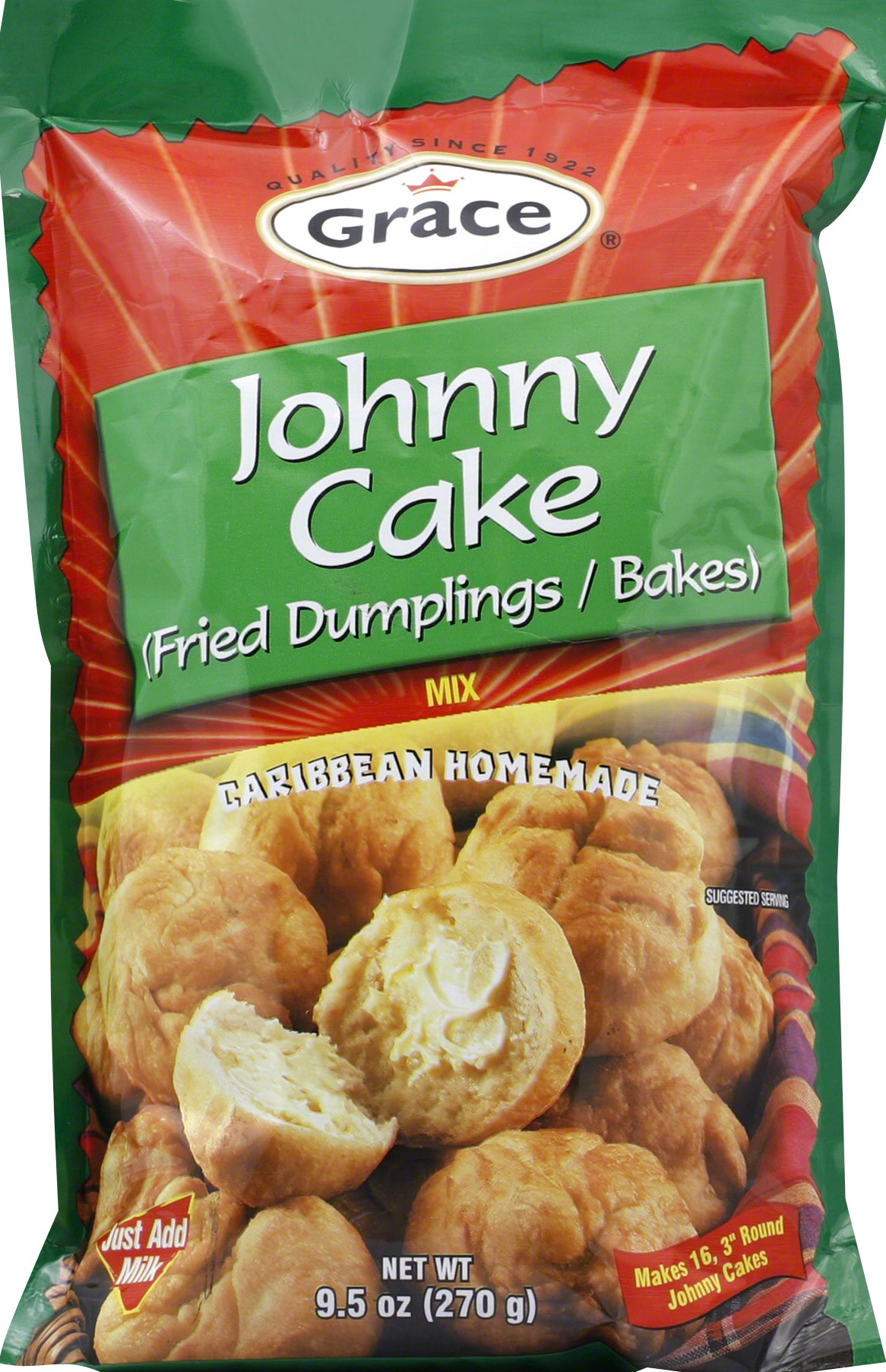 Grace Johnny Cake Mix 9.5 oz - Case of 12