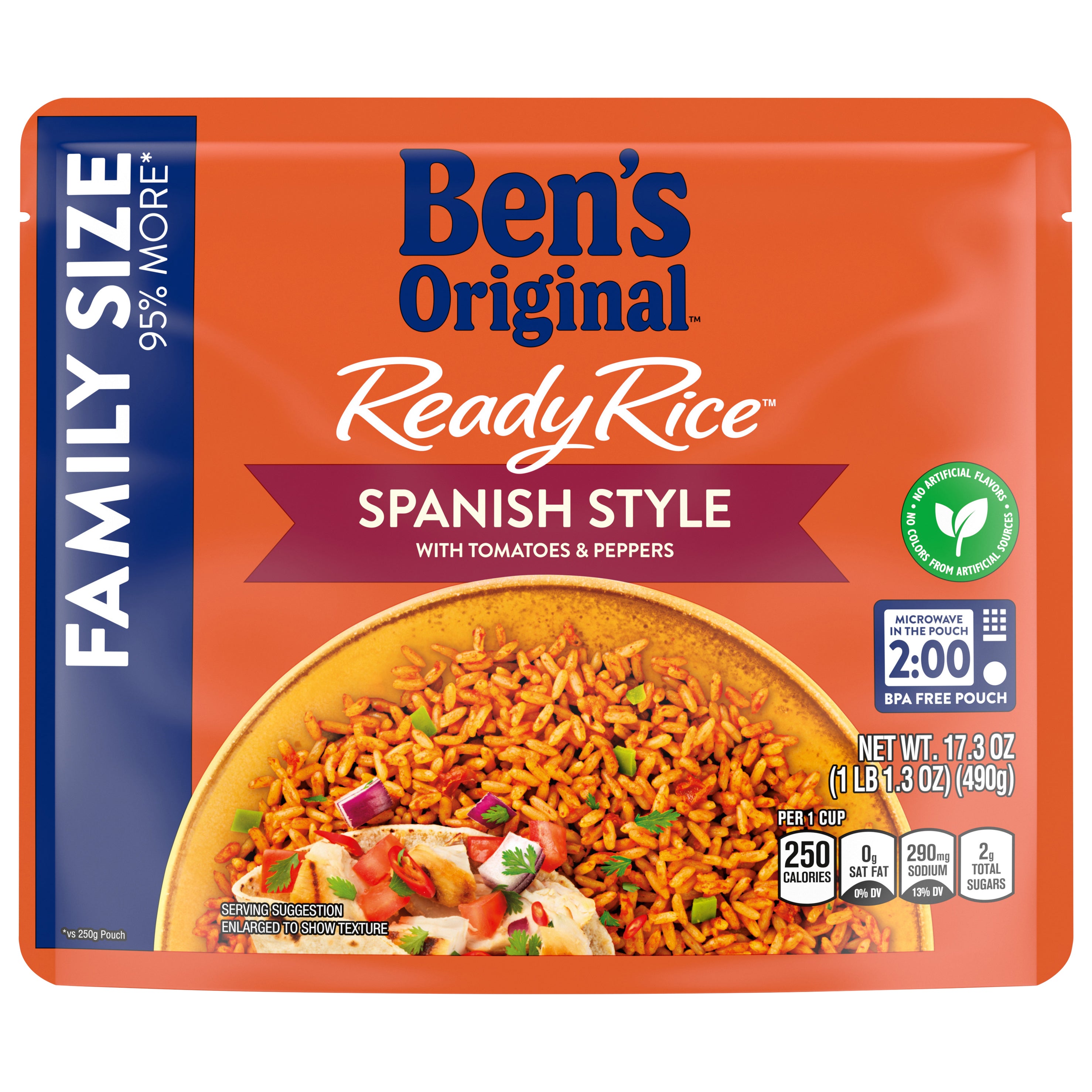 BEN'S ORIGINAL READY RICE Spanish Style Flavored Rice, Family Size, 17.3 oz Pouch - Case of 6