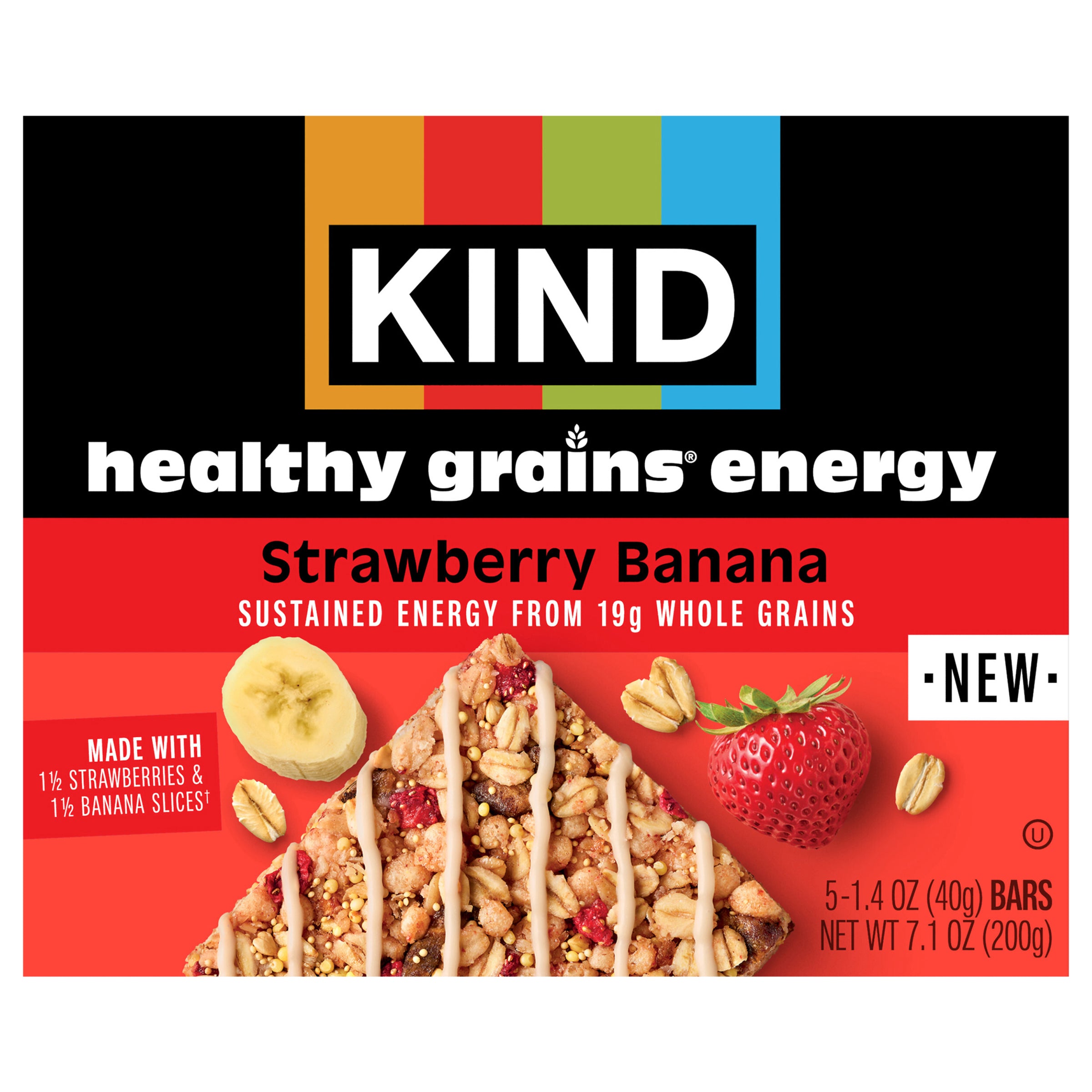 KIND Healthy Grains Energy, Strawberry Banana, 5 Count - Case of 8