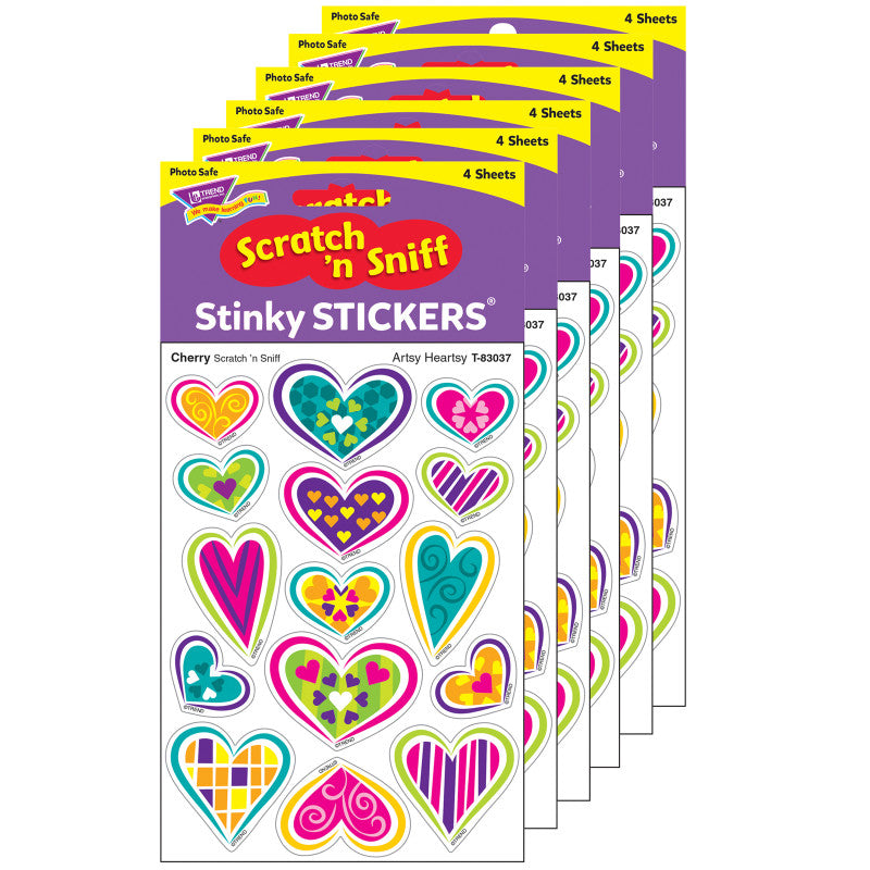 TREND - Artsy Heartsy/Cherry Mixed Shapes Stinky Stickers®, 60 Per Pack, 6 Packs