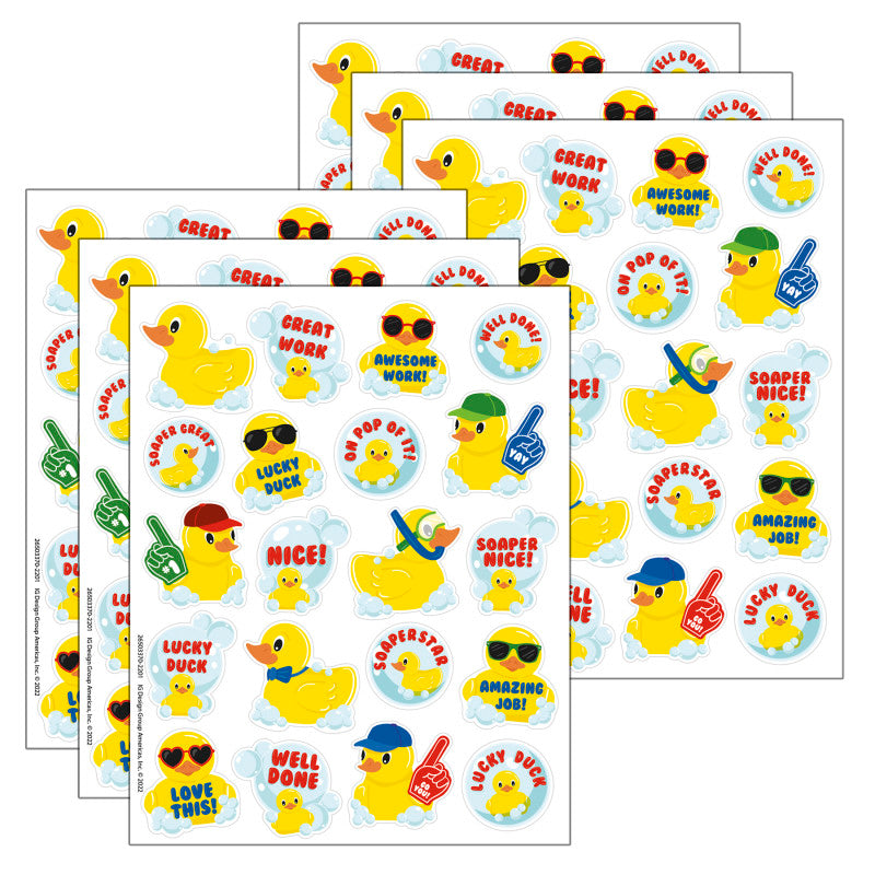 EUREKA - Rubber Duckies Bubblebath Scented Stickers, 80 Per Pack, 6 Packs