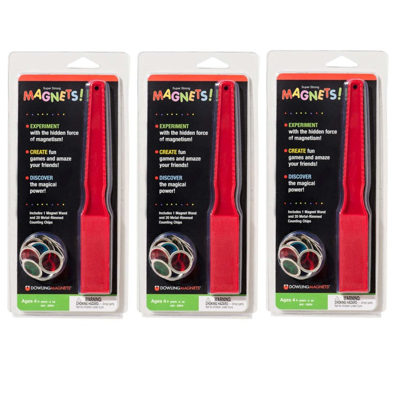 DOWLING MAGNETS - Magnetic Wand & 20 Magnetic Counting Chips, 3 Sets