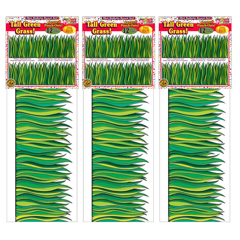SCHOLASTIC TEACHING SOLUTIONS - Tall Green Grass Jumbo Border, 8.5" Tall, 12 Feet Per Pack, 3 Packs