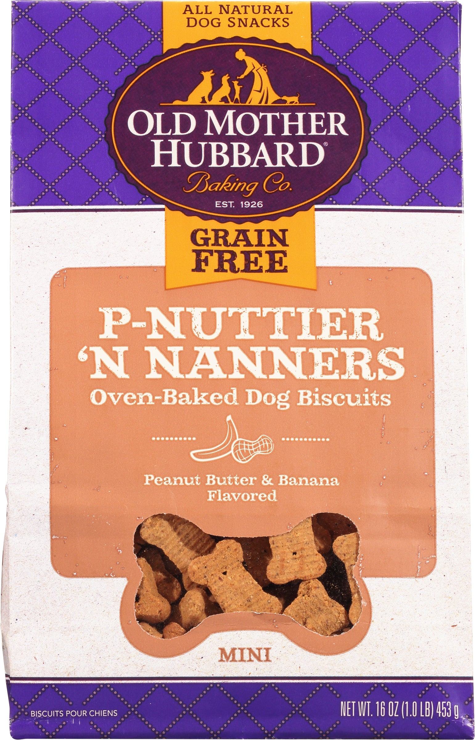 Old Mother Hubbard Mini P-Nuttier 'N Nanners Dog Biscuits 16 oz - Case of 6