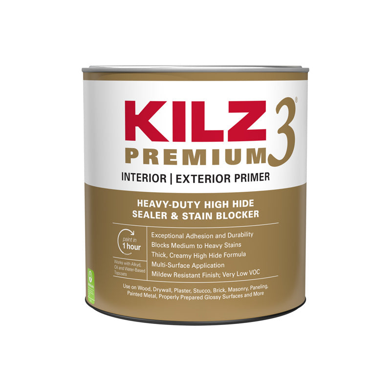 KILZ - KILZ Premium White Flat Water-Based Stain Blocking Primer 1 qt - Case of 6