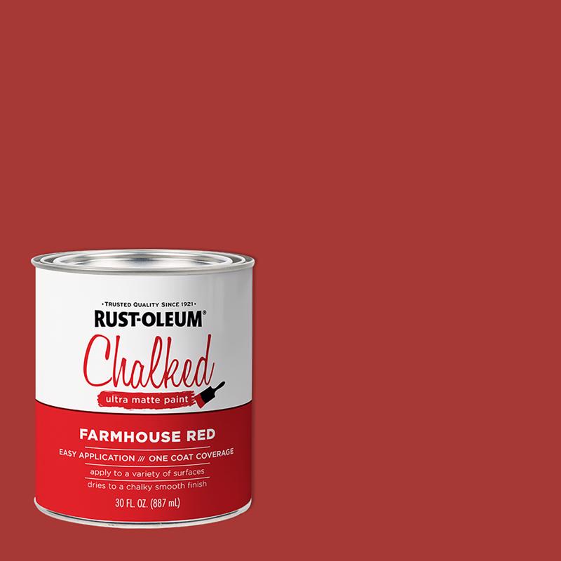 RUST-OLEUM - Rust-Oleum Chalked Ultra Matte Farmhouse Red Water-Based Acrylic Chalk Paint 30 oz - Case of 2