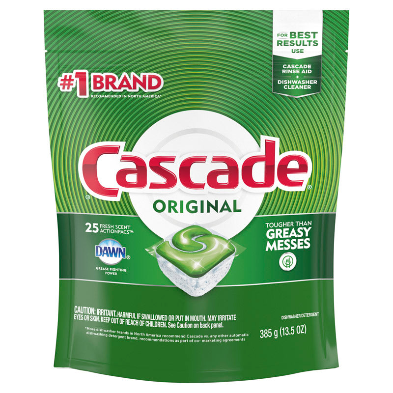 CASCADE - Cascade Original Fresh Scent Pods Dishwasher Detergent 25 pk - Case of 5